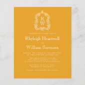 Papier Budget Monogramme Crest Marigold QR Code Mariage (Devant)