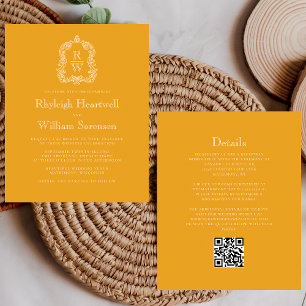 Papier Budget Monogramme Crest Marigold QR Code Mariage