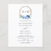 Papier Budget Monogramme Dusty Blue Floral Mariage de cou (Devant)