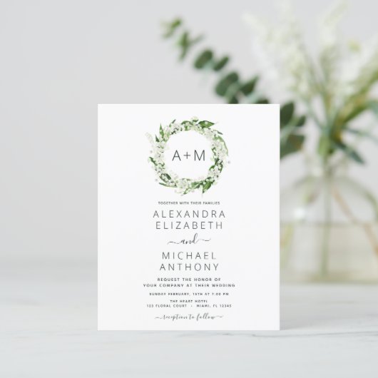 Papier Budget Monogramme Emerald Green Green Mariage (Debout devant)