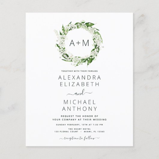 Papier Budget Monogramme Emerald Green Green Mariage (Devant)