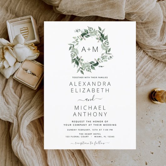 Papier Budget Monogramme Emerald Green Green Mariage