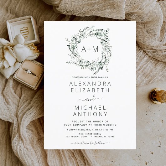 Papier Budget Monogramme Emerald Green Green Mariage