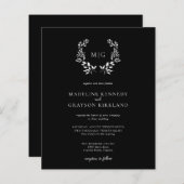 Papier Budget Monogramme Faire-part de mariage floral (Devant / Derrière)