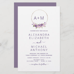 Papier Budget Monogramme Floral Dusty Purple Mariage
