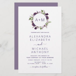 Papier Budget Monogramme Floral Dusty Purple Mariage