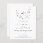 Papier Budget Monogramme Flore Faire-part de mariage circ (Devant / Derrière)