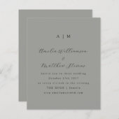 Papier Budget Monogramme Gris Faire-part de mariage minim (Devant / Derrière)