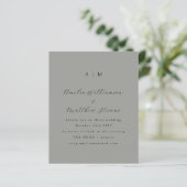 Papier Budget Monogramme Gris Faire-part de mariage minim (Debout devant)