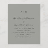 Papier Budget Monogramme Gris Faire-part de mariage minim (Devant)