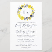Papier Budget Monogramme Gris Jaune Mariage Floral Invita (Devant)