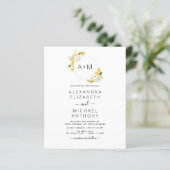 Papier Budget Monogramme Jaune Orange Mariage Floral (Debout devant)