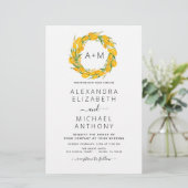Papier Budget Monogramme Jaune Orange Mariage Floral (Debout devant)