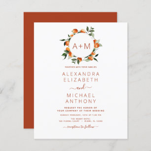 Papier Budget Monogramme Mariage de fruits d'agrumes d'or