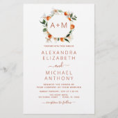 Papier Budget Monogramme Mariage de fruits d'agrumes d'or (Devant)