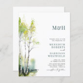 Papier Budget Monogramme QR Code Woodland Wedding Invitat (Devant / Derrière)