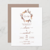 Papier Budget Monogramme Terracotta Pampas Mariage (Devant / Derrière)