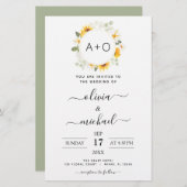 Papier Budget Monogramme tournesol Eucalyptus Mariage (Devant / Derrière)