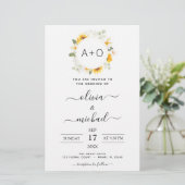 Papier Budget Monogramme tournesol Eucalyptus Mariage (Debout devant)