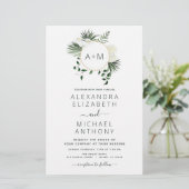 Papier Budget Monogramme Tropical Emerald Green Mariage (Debout devant)