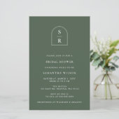 Papier Budget Monogramme vert Invitation de la douche nup (Debout devant)