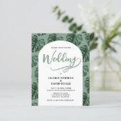 Papier Budget Monstera Leaves Wedding QR Code Invitation (Debout devant)