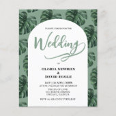 Papier Budget Monstera Leaves Wedding QR Code Invitation (Devant)