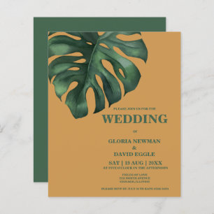 Papier Budget Monstera Tropical Leaf Faire-part de mariag