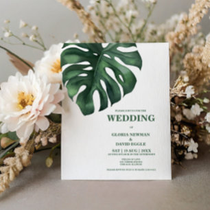 Papier Budget Monstera Tropical Leaf Faire-part de mariag