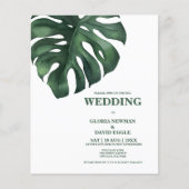 Papier Budget Monstera Tropical Leaf Faire-part de mariag (Devant)