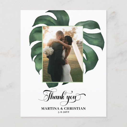Papier Budget Monstera Tropical Leaf Mariage plié (Devant)