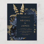 Papier Budget Moody Dark Floral Navy Blue Gold Mariage (Devant)