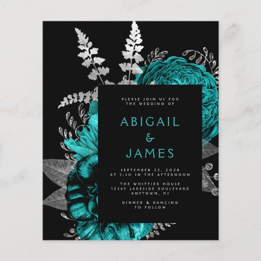 Papier Budget Moody Floral Turquoise Silver QR Code Maria (Devant)