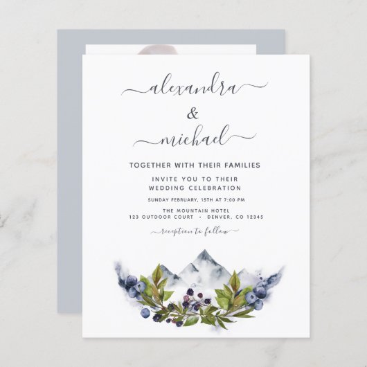 Papier Budget Mountain Rustic Photo Greenery Mariage (Devant / Derrière)