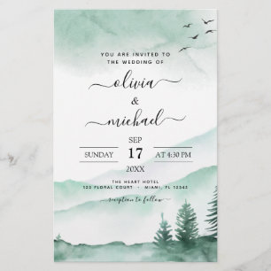 Papier Budget Mountain Rustic Watercolor Mariage