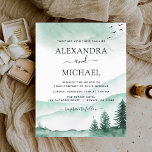 Papier Budget Mountain Rustic Watercolor Mariage<br><div class="desc">Budget Mountain Rustic Outdoor Forest Greenery Aquarelle Printemps Mariage Vert Élégant et moderne Invitations sur arrière - plan blanc - comprend une belle et élégante typographie script avec une végétation botanique moderne pour la célébration spéciale de mariage.</div>