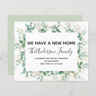 Papier Budget Moving Announcement Eucalyptus Greenery