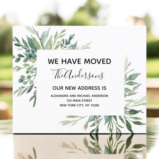 Papier Budget Moving Announcement Eucalyptus Greenery
