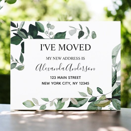 Papier Budget Moving Announcement Eucalyptus Greenery
