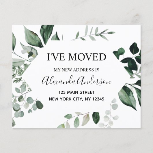 Papier Budget Moving Announcement Eucalyptus Greenery (Devant)