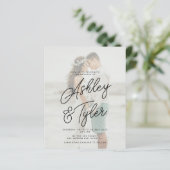 Papier Budget names script overlay photo wedding invite (Debout devant)