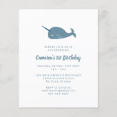 Papier Budget Narwhal Ocean Blue 1er Anniversaire Invitat (Devant)