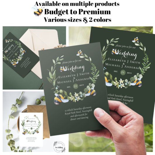 Papier BUDGET Nature Aime Abeilles Verdure Mariage Invite