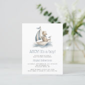 Papier Budget Nautical Teddy Bear QR Code Boy Baby Shower (Debout devant)