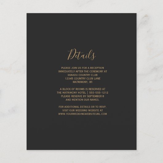 Papier Budget Navy Blue Gold Dark Mariage Détails Invitat (Dos)