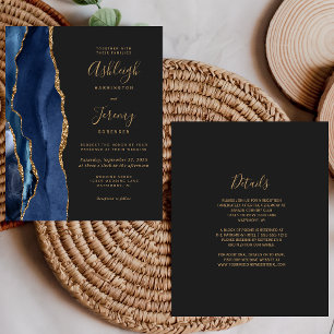 Papier Budget Navy Blue Gold Dark Mariage Détails Invitat
