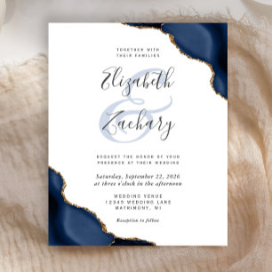 Papier Budget Navy Blue Or Agate Coins Blanc Mariage