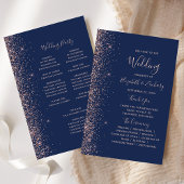 Papier Budget Navy Blue Rose Gold Glitter Wedding Program