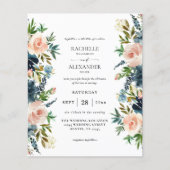 Papier Budget Navy, Dusty Blue & Pink Floral 1 Mariage (Devant)