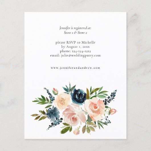 Papier Budget Navy, Dusty Blue, Rose Floral Fête des mari (Dos)